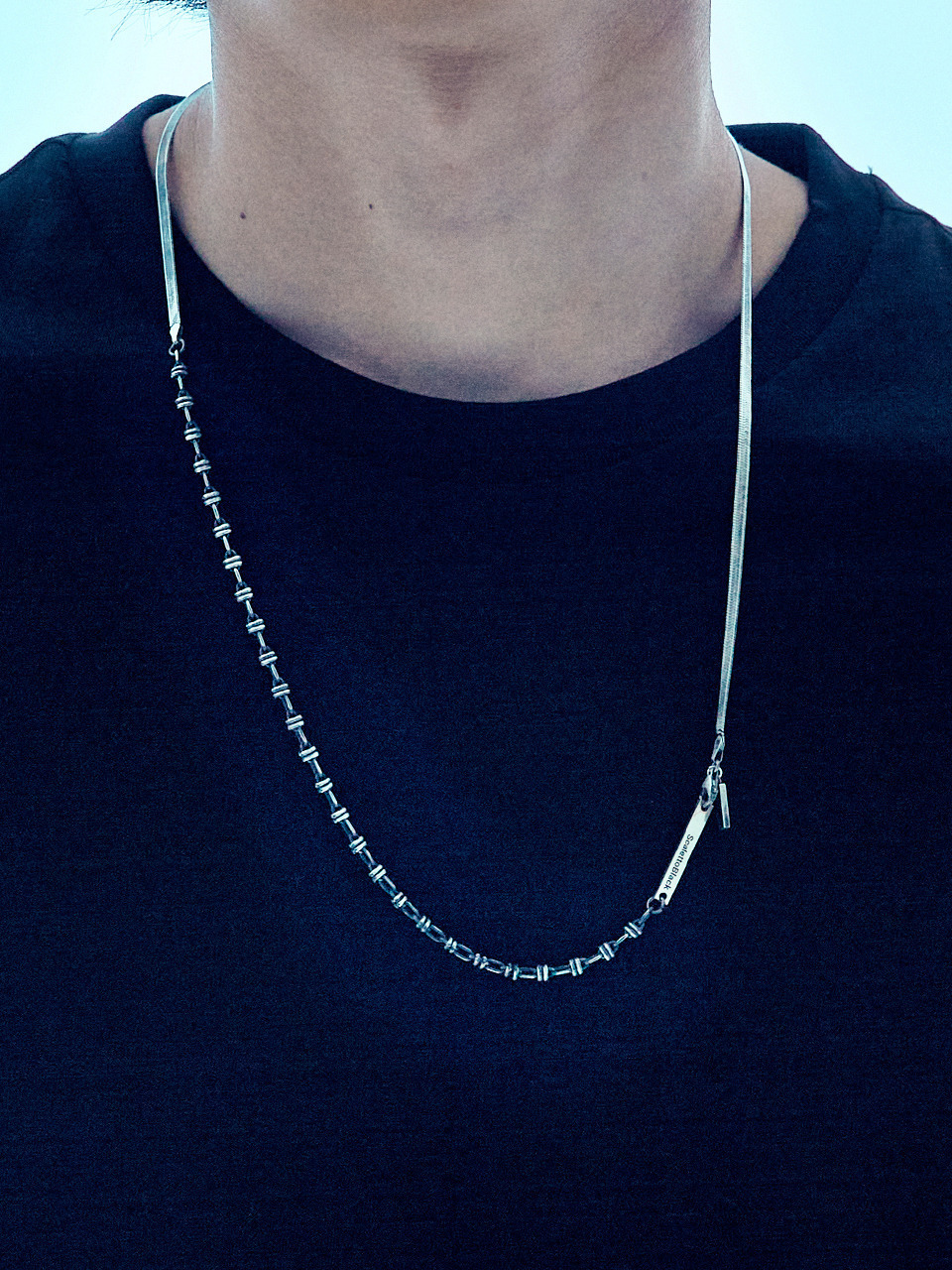 [Silver925] JB031 Checkerboard skull and snake chain necklace